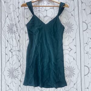 August Silk Teal Forest 100% Silk Slip Dress – Medium